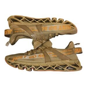 JUST SO SO Men’s Running Shoes Size 12 Khaki Orange Lightweight Sneakers